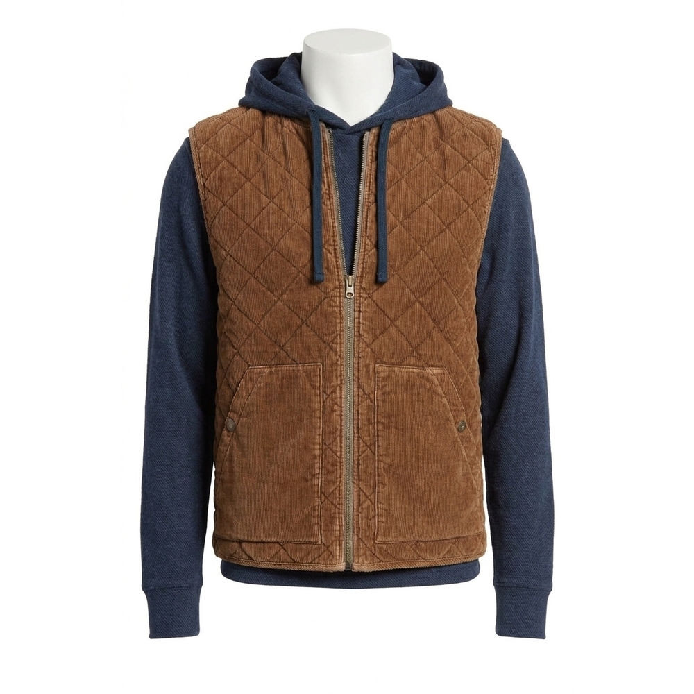 NEW FAHERTY doug good feather's reversible corduroy vest in bark brown